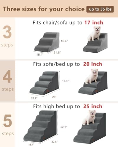 Aodisman Dog Stairs for Small Dogs, 3 Step Dog Ramp for Couch, Non-Slip Steps - Image 2