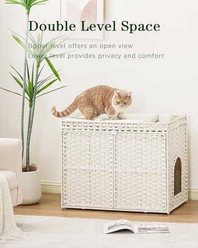 SETVSON Cat Litter Box Enclosure Furniture, Handwoven PE Rattan - Image 2