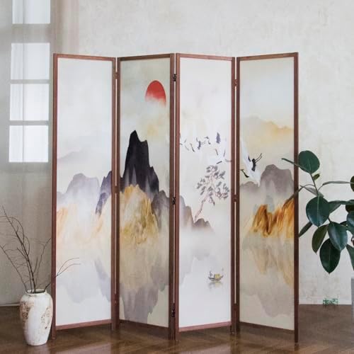 4 Panel Room Divider, 5.6 ft Tall Blackout Folding Privacy Screen - Image 4