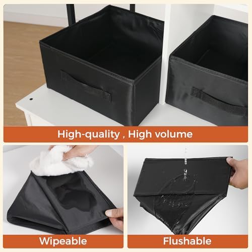 DWANTON Cat Litter Box Enclosure, 2 Storage Shelves and 2 Drawers - Image 7