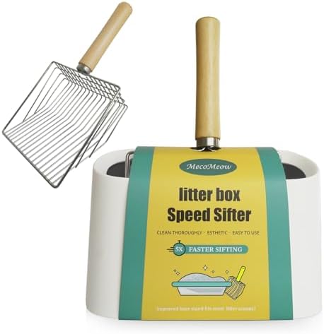 Cat Litter Scoop with Holder-Speed Sifter Litter Box Scooper Captures All Clumps by MecoMeow