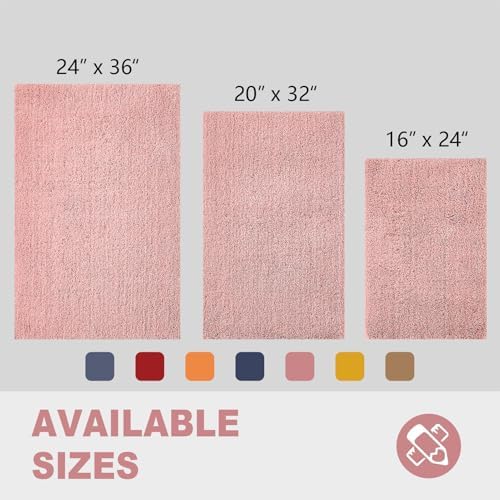 CozeCube Dusty Pink 36"x24" Shaggy Non Slip Soft Washable Bath Mat - Image 3