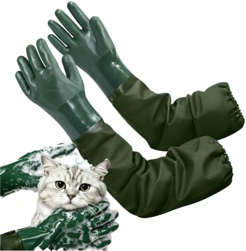 YOFANG 27.2" Long Sleeve Pet Grooming Bathing Gloves Anti-Scratch by YOURSPETSOFYOFANG