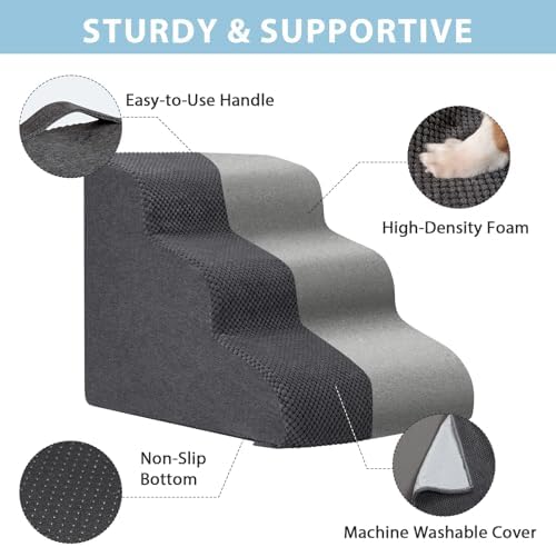 Garnpet Dog Stairs for Couch Sofa and Chair, 3-Step Dog Steps for Small Dogs - Image 6