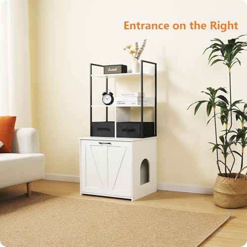 DWANTON Cat Litter Box Enclosure, 2 Storage Shelves and 2 Drawers - Image 4