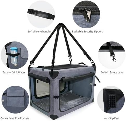 NEZUC Collapsible Dog Crates for Large Dogs Portable Soft Sided Travel Dog - Image 2