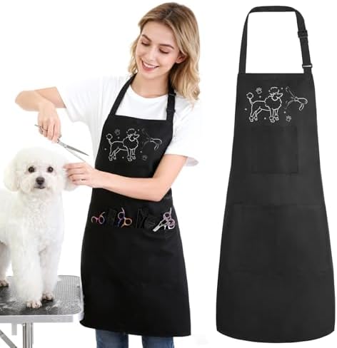 Dog Grooming Apron with 4 Pockets Grooming Apron by XLSXEXCL