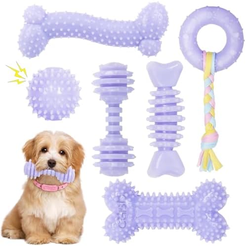 6 Pack Dog Chew Toys, Small Dog Teething Toys, Soft Durable Interactive Toys by CGBD