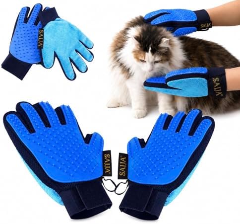 2-in-1 Pet Grooming Gloves 2-Pack – Double-Sided Deshedding & Pet Hair Remover by SajjaPetPronto