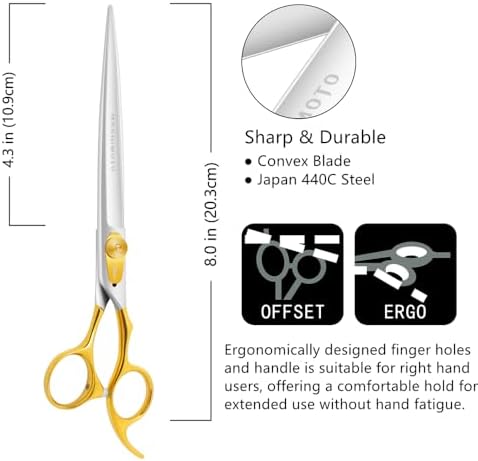 HASHIMOTO Dog Scissors for Large Dog Grooming, 8.0 inch Straight Shears - Image 2