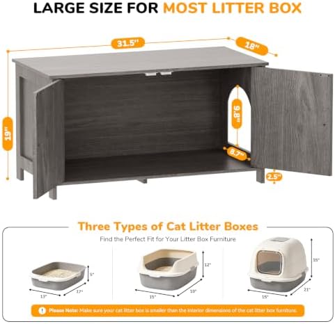 Extra Large Cat Litter Box Enclosure Furniture Dog Proof, Hidden Kitty Washroom - Image 2