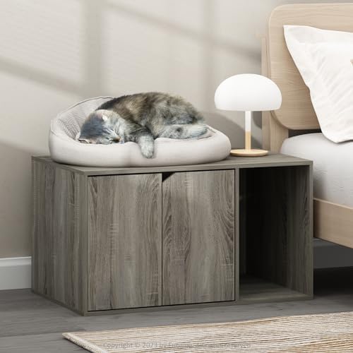Furinno Peli Litter Box Enclosure, French Oak Grey - Image 2