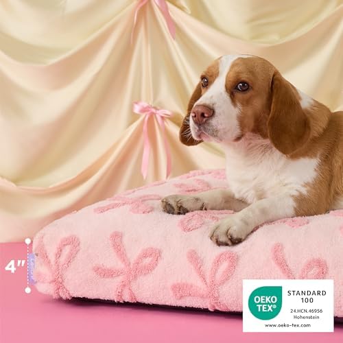 LE SURE Cute Aesthetic Dog Bed for Crate, Jacquard Thick Pet Pillow 35x22 - Image 2