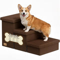 3-Step Wide Dog Stairs with Storage 18" H, Non-Slip Sturdy Pet Steps by Fecuria