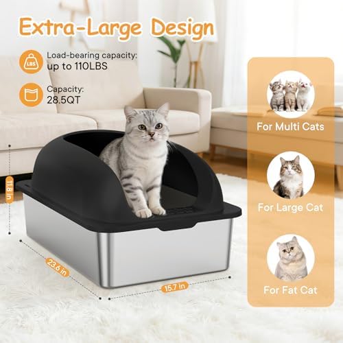 Stainless Steel Cat Litter Box, Large Metal Litter Boxes High Sides - Image 6