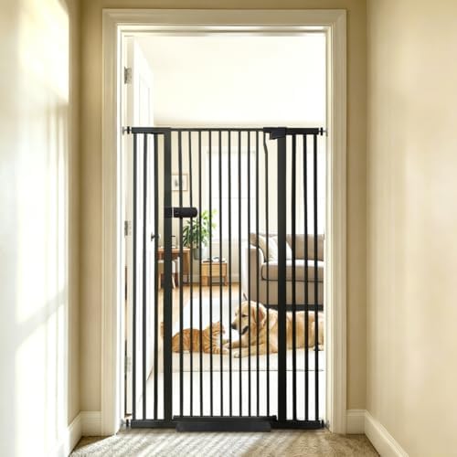 Lumizone Extra Tall Cat Gate 55.12" High 29.92"-42.51" Wide Pet Gate Black by Lumizone