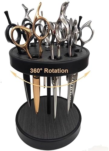 XDONEF Rotating Hair Scissors Holder, Wooden Barber Scissors Storage Holder by XDONEF