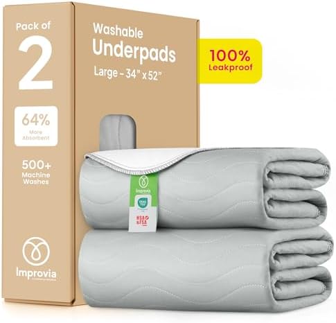 IMPROVIA® Washable Underpads, Heavy Absorbency Reusable Incontinence Pads by IMPROVIA