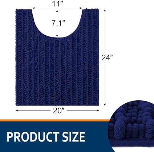 Smiry Bathroom Toilet Rugs U Shaped 24X20, Chenille Bath mats - Image 2
