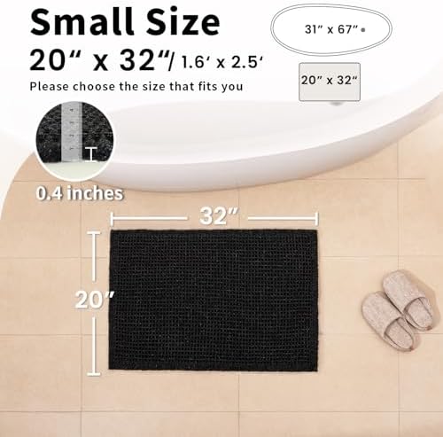 Black Bathroom Rug, Waffle Bath Mat Non Slip Washable - Image 2