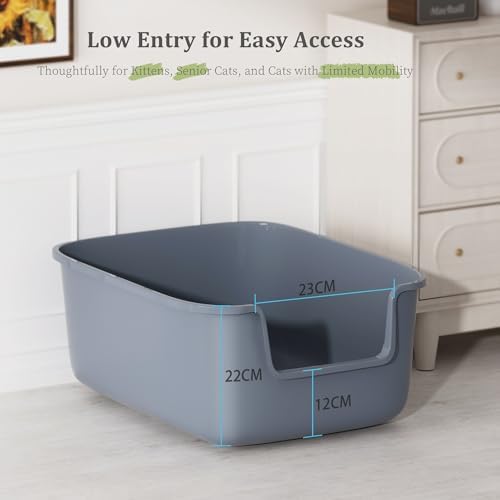 Vealind Large Cat Litter Box High Sided Entry Cat Litter Pan 50 x 40 x 22 CM - Image 2
