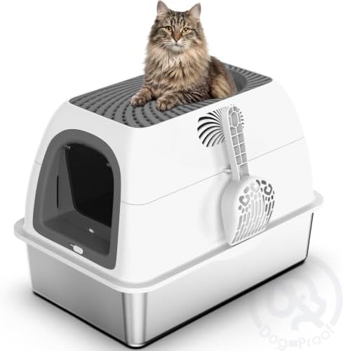 SuzziPaws Stainless Steel Litter Box Top-Entry Dog-Proof by Suzzipaws