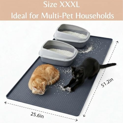 Cat Litter Mat 51" x 25.6" XL Silicone Litter Box Mat, Waterproof Non-Slip - Image 3