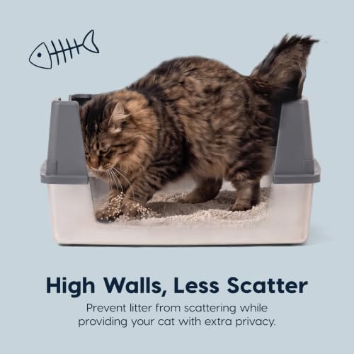 IRIS USA Stainless Steel Litter Box Enclosed High Sided - Image 3