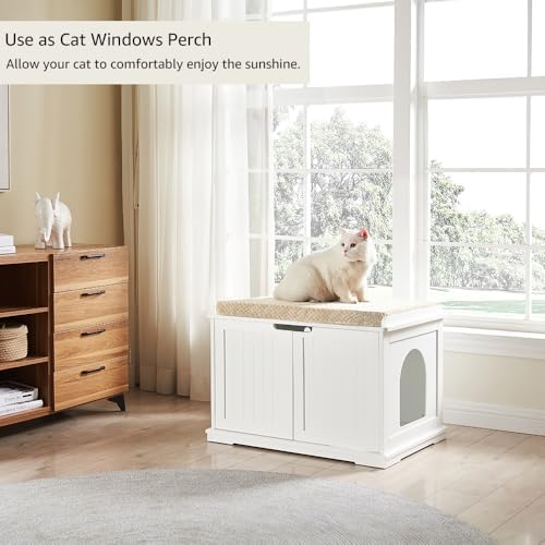 unipaws Cat Litter Box Enclosure Furniture, Hidden Litter Box Cover - Image 4