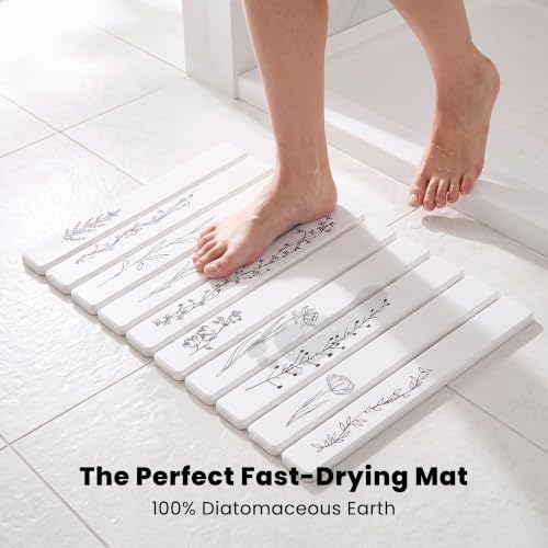 Black Floral Diatomaceous Earth Quick Dry Stone Bath Mat - Image 4