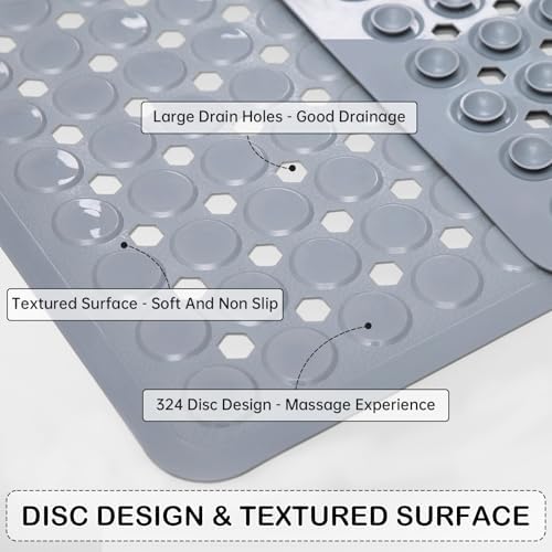 Non-Slip Bathtub and Shower Mats, Power Grip Bath Mat 35 x 16.3 Inch - Image 2