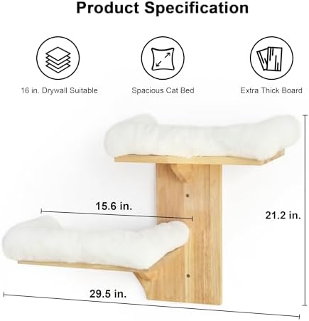 FUKUMARU Cat Wall Shelves, 2 Platform - Image 6