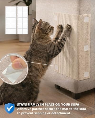 Corner & Wall Cat Scratch Mat, Self-Adhesive Trimmable Cat Scratcher, Wall - Image 5
