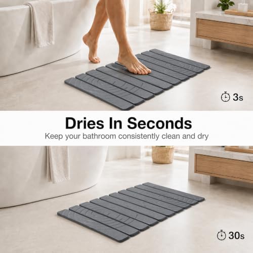 Foldable Stone Bath Mat, Non Slip Large Diatomaceous Shower Mat, Super - Image 4