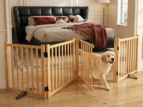 Wooden Freestanding Dog Gate Indoor by Oapety