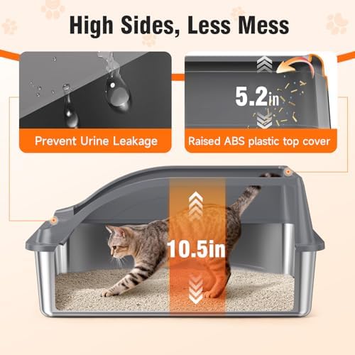 Stainless Steel Litter Box, High Sided, Anti-Urine Leakage Non-Stick - Image 3