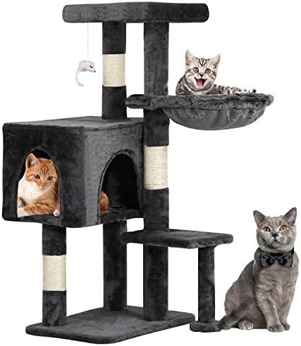 BestPet | 37" Cat Tree Tower | Light Gray | Sturdy Multi-Level Cat Tree by BestPet