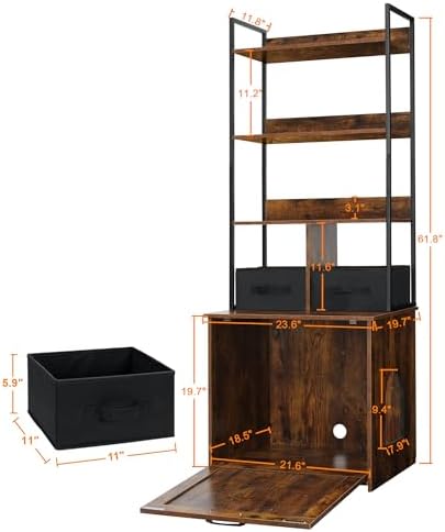 DWANTON Cat Litter Box Enclosure, 3 Storage Shelves and 2 Drawers, 61.8" H - Image 5