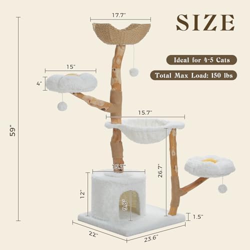 MUTTROS 59" Modern Wood Cat Tree - Image 3