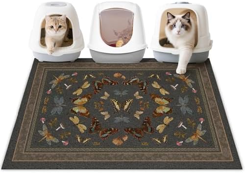 Unicorn Catcher 40"x30" Cat Litter Mat Non-Slip Washable Litter Box Mat by UnicornCatcher