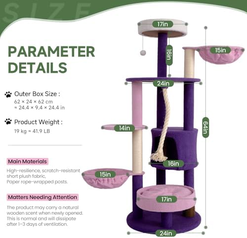 64 Inches Multi Level Cat Tree Tower Indoor Large Cats Furniture - Image 3