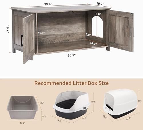 Homhedy 39.4" L Cat Litter Box Enclosure - Image 4