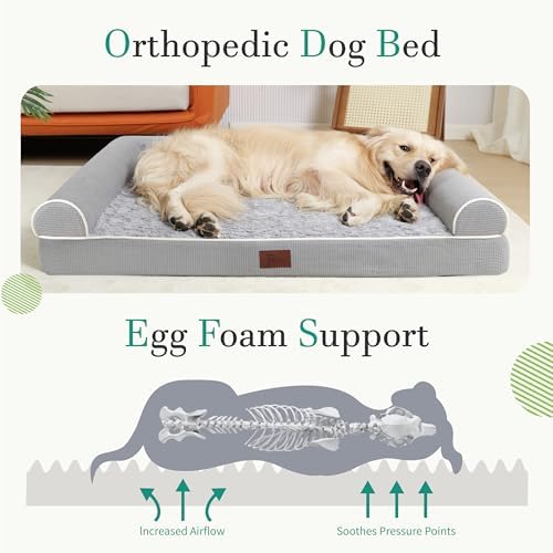 TJSOULER Orthopedic Dog Beds for Large Dogs, Waterproof Lined Egg Crate Foam - Image 2