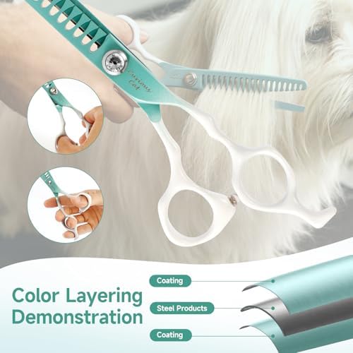 Curved Chunkers Scissors for Dog Grooming-7" Dog Grooming Scissors - Image 6