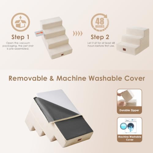 EHEYCIGA Dog Stairs 13.5" H, 3-Step Extra Wide Dog Steps - Image 6