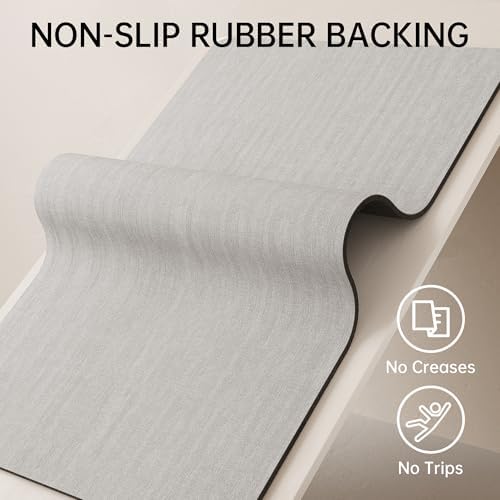 Mecko Bath Mat 16"x24", Ultra Thin Bathroom Rug fit Under Door Light Grey - Image 4