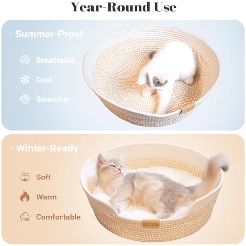 CHEERHOME PETS Handwoven Cat Basket Bed Cooling - Image 2