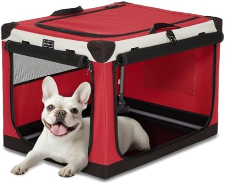 PETSFIT 26" Soft Portable Dog Crate – Patented Spiral Sturdy Frame, Collapsible by Petsfit
