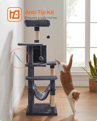 Feandrea Cat Tree, 54.2-Inch Cat Tower, Smoky Gray - Image 7
