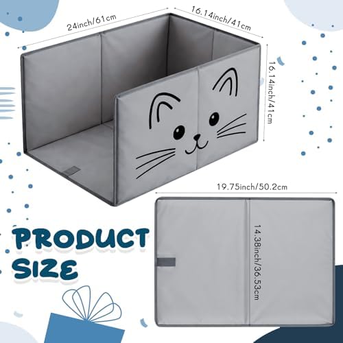 24"L×16.14"W×16.14"H Foldable Cat Litter Box Enclosure Splash Guard - Image 2